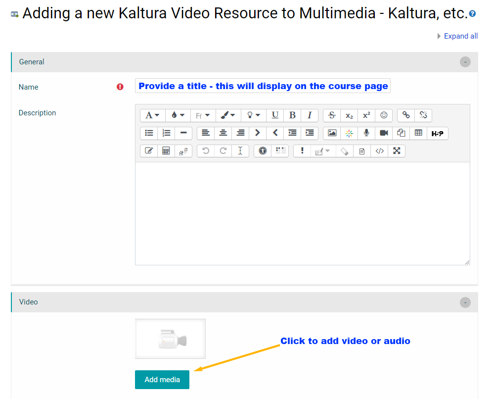 Labeling a Kaltura Video Resource