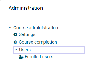 Enrolled users admin dropdown