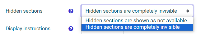 Course sections visibility dropdown