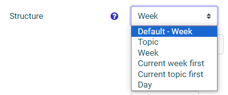 Displays sections structure dropdown