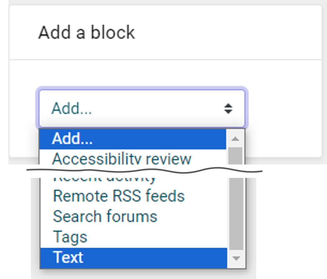 shows the add a block option