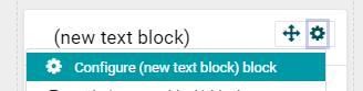 Shows dropdown for configuring text block