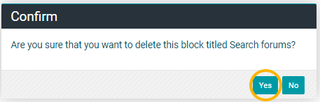 Confirmation of block deletion