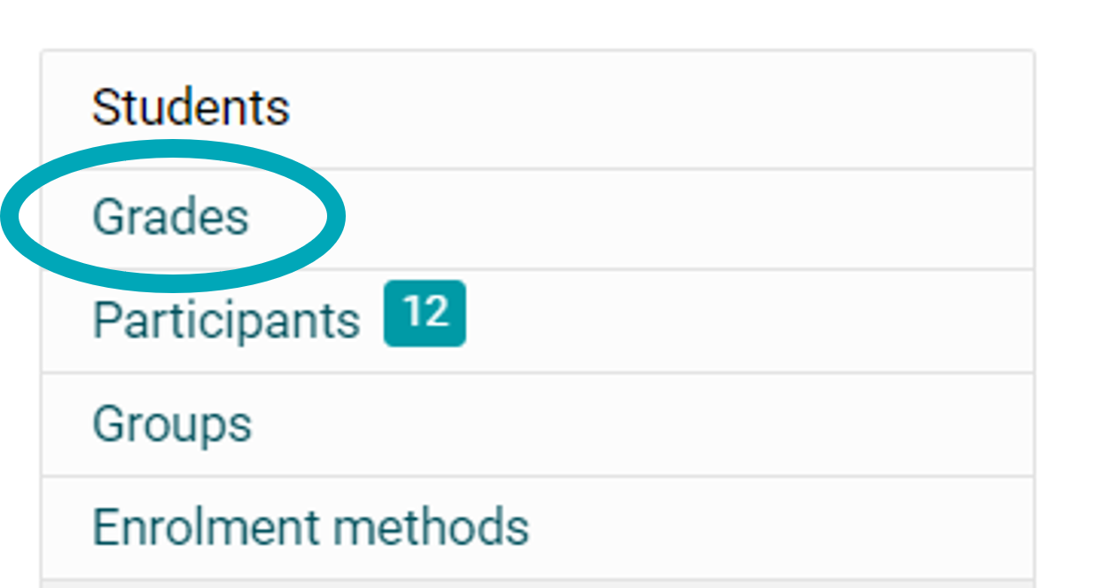Course management options - grades