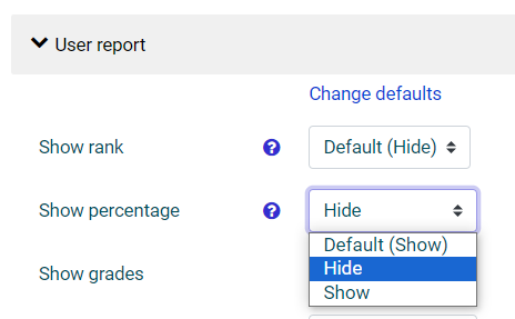 Show and hide percentage.