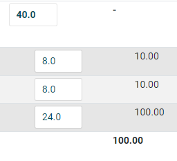 displays the grade item weights as a sum calculation