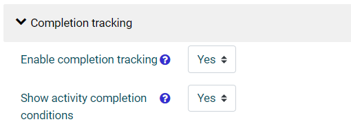 Completion tracking on and off toggle