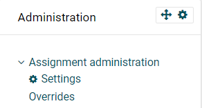 Displays Assignment administration dropdown