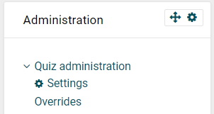 Displays Quiz administration dropdown