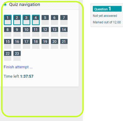 Quiz block display set to no