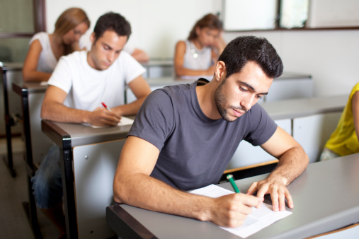 Students writing an exam